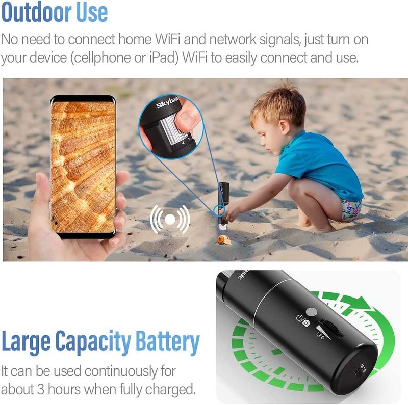 Skybasic Wireless Digital Microscope, Skybasic 50X-1000X Magnification WiFi Portable Handheld Microscopes with Adjustable Stand HD USB Microscope Camera Compatible with iPhone Android iPad Windows Mac Computer - Image 5